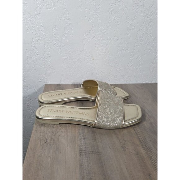 Women's Stuart Weitzman Gold Flats Glitter Size 7B Slip On - Picture 2 of 7